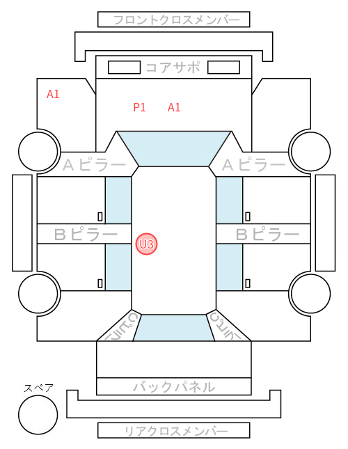 Body condition diagram (damage marks, Japanese labels)