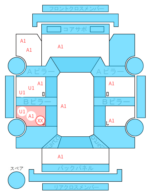 Body condition diagram (damage marks, Japanese labels)