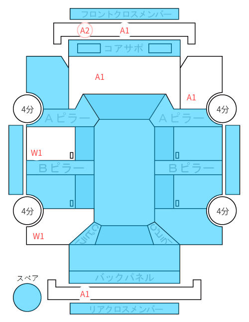 Body condition diagram (damage marks, Japanese labels)