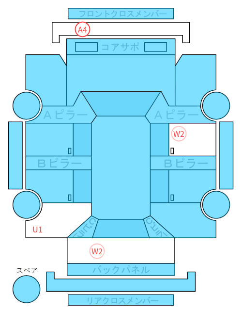 Body condition diagram (damage marks, Japanese labels)