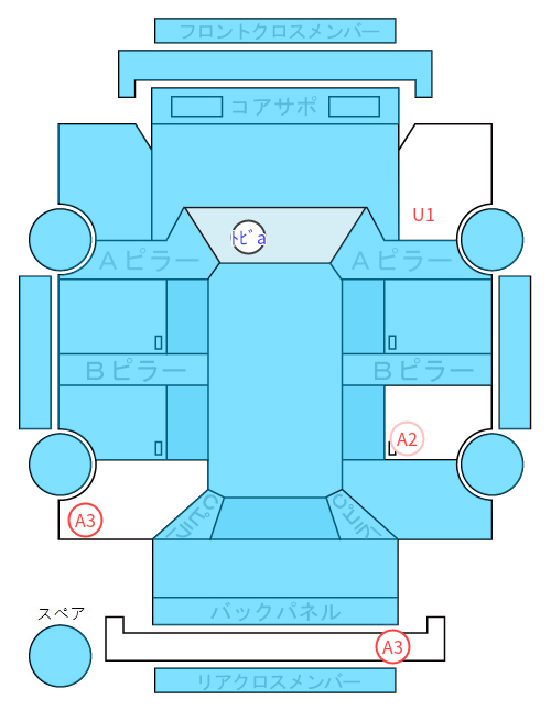 Body condition diagram (damage marks, Japanese labels)