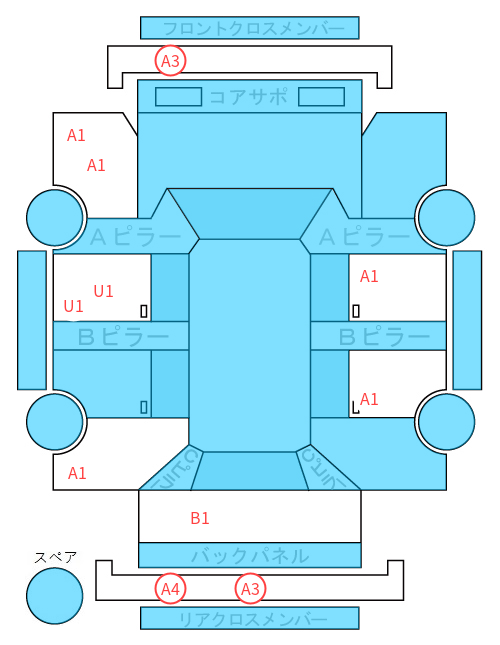 Body condition diagram (damage marks, Japanese labels)