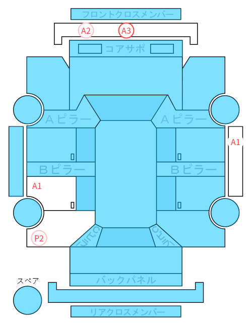 Body condition diagram (damage marks, Japanese labels)