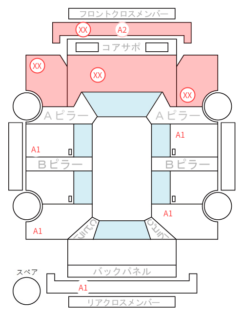 Body condition diagram (damage marks, Japanese labels)