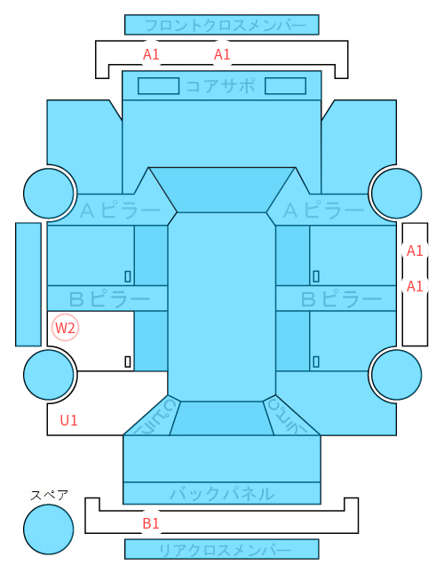 Body condition diagram (damage marks, Japanese labels)