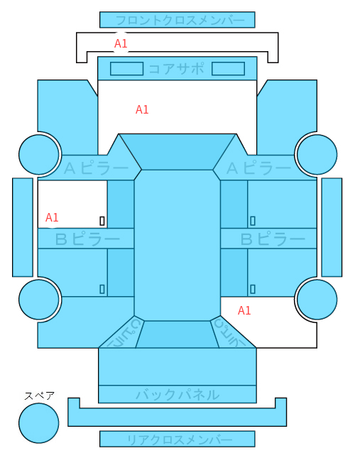 Body condition diagram (damage marks, Japanese labels)
