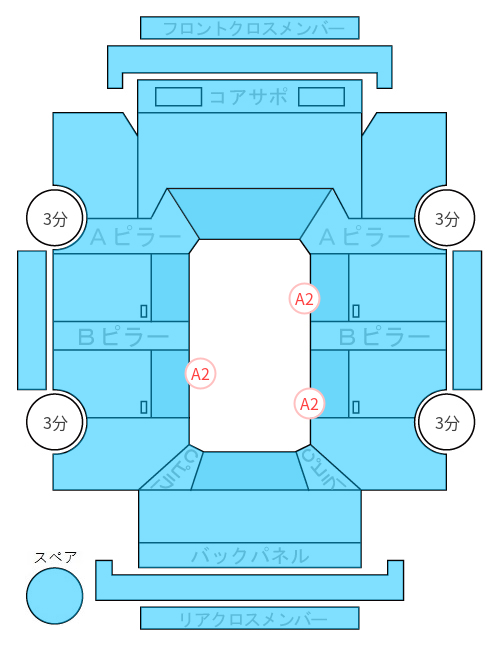 Body condition diagram (damage marks, Japanese labels)