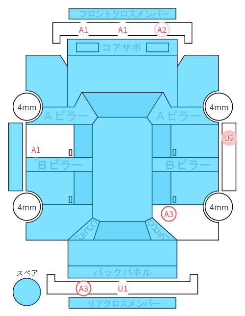Body condition diagram (damage marks, Japanese labels)