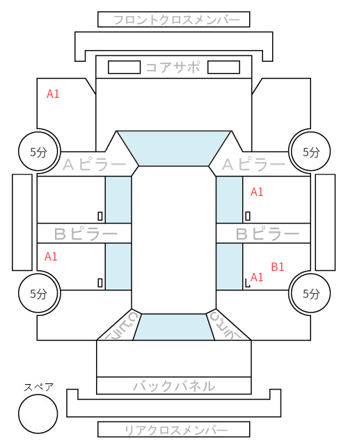 Body condition diagram (damage marks, Japanese labels)