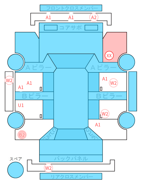 Body condition diagram (damage marks, Japanese labels)