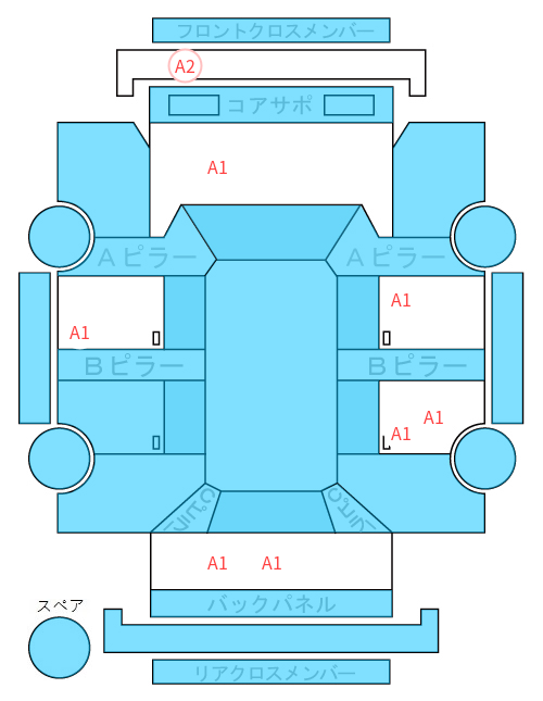 Body condition diagram (damage marks, Japanese labels)