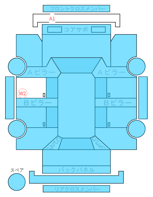 Body condition diagram (damage marks, Japanese labels)