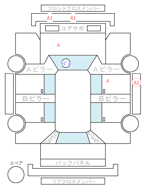 Body condition diagram (damage marks, Japanese labels)