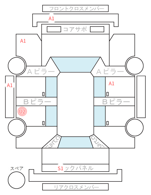 Body condition diagram (damage marks, Japanese labels)