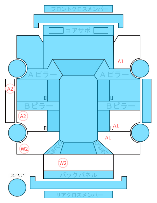 Body condition diagram (damage marks, Japanese labels)