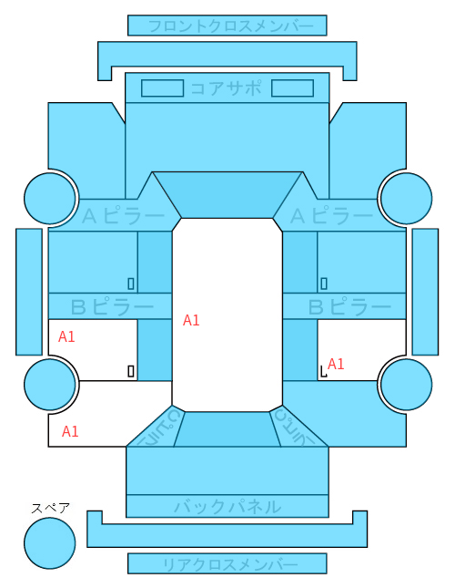 Body condition diagram (damage marks, Japanese labels)