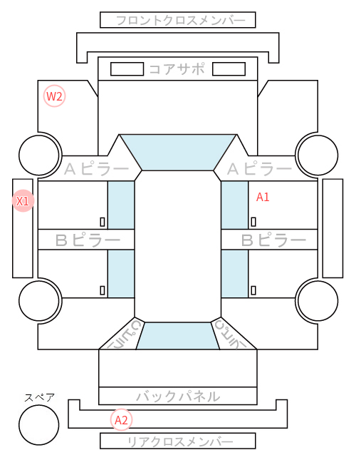Body condition diagram (damage marks, Japanese labels)