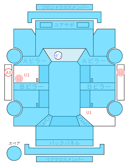 Body condition diagram (damage marks, Japanese labels)