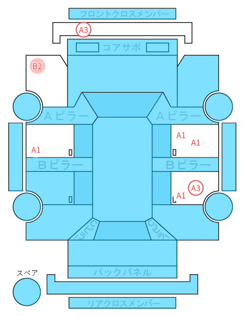 Body condition diagram (damage marks, Japanese labels)