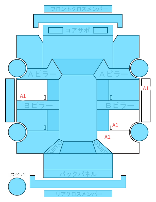 Body condition diagram (damage marks, Japanese labels)