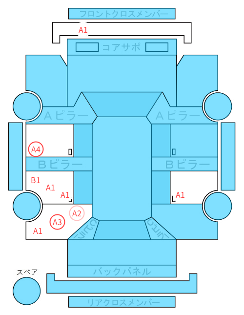 Body condition diagram (damage marks, Japanese labels)