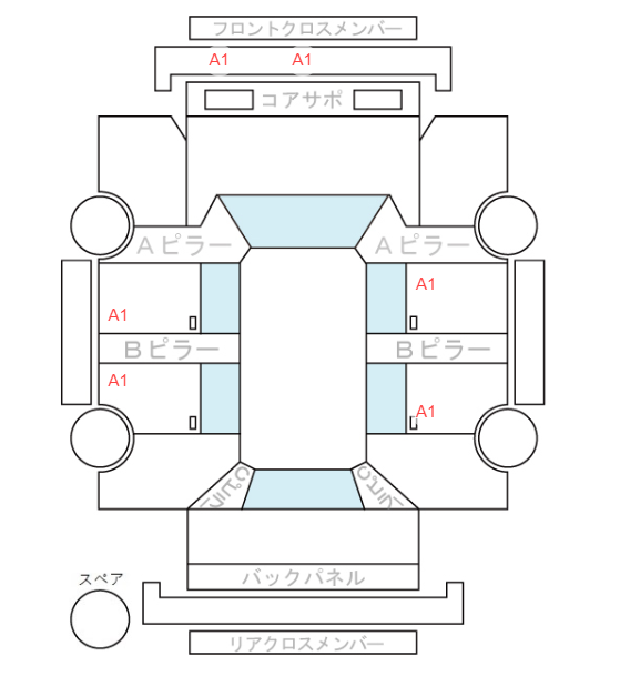 Body condition diagram (damage marks, Japanese labels)
