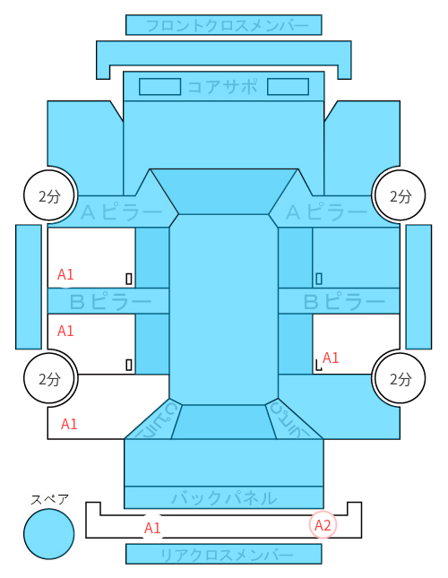 Body condition diagram (damage marks, Japanese labels)