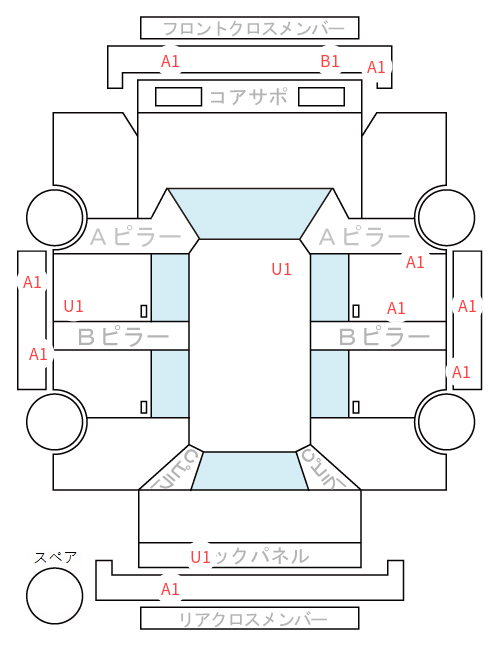 Body condition diagram (damage marks, Japanese labels)