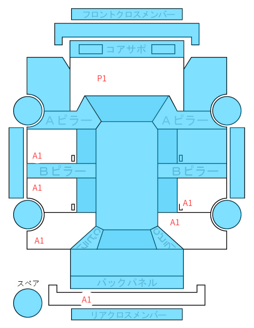 Body condition diagram (damage marks, Japanese labels)