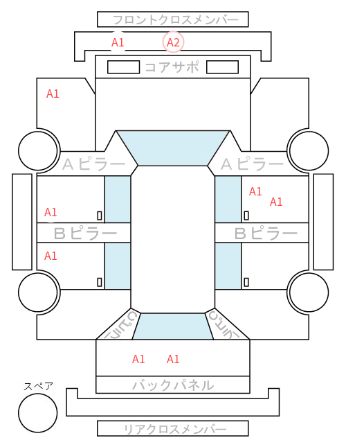 Body condition diagram (damage marks, Japanese labels)