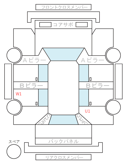 Body condition diagram (damage marks, Japanese labels)