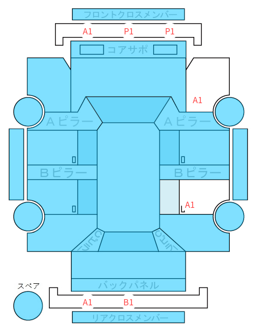 Body condition diagram (damage marks, Japanese labels)