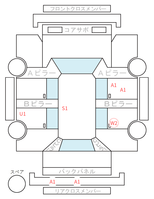 Body condition diagram (damage marks, Japanese labels)