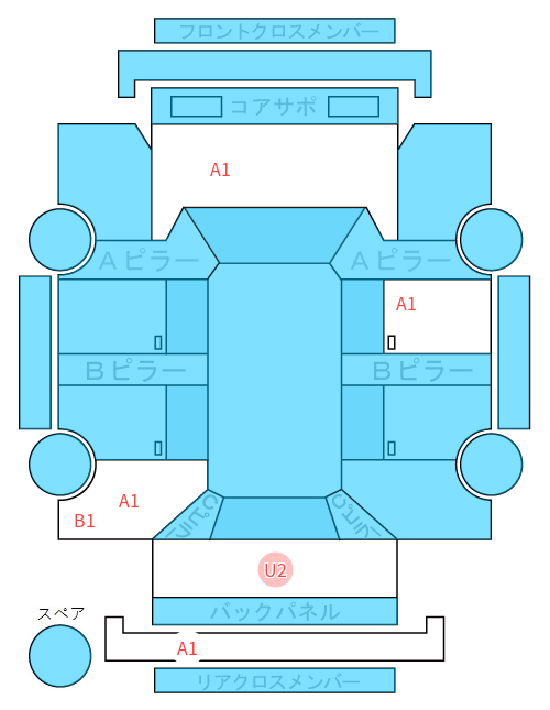 Body condition diagram (damage marks, Japanese labels)