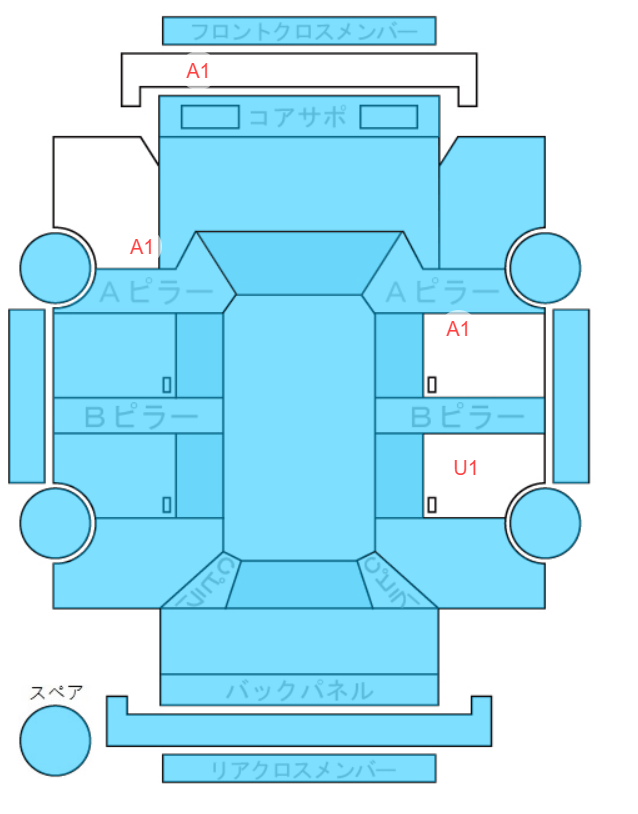 Body condition diagram (damage marks, Japanese labels)