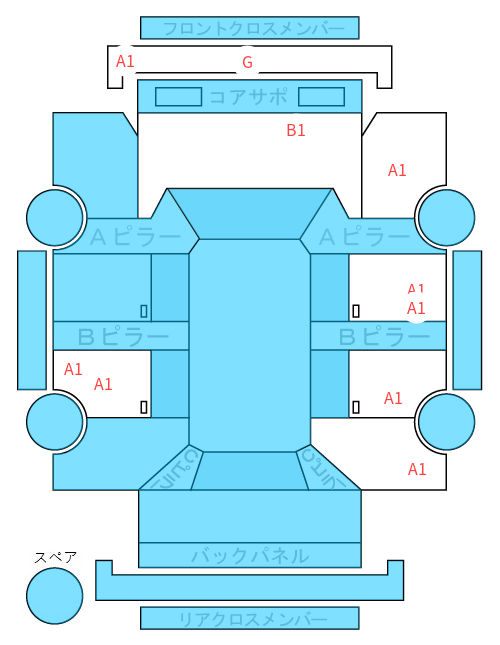 Body condition diagram (damage marks, Japanese labels)