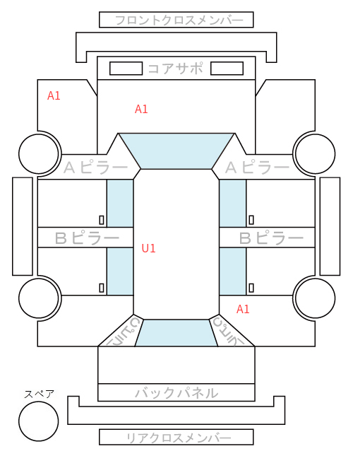 Body condition diagram (damage marks, Japanese labels)