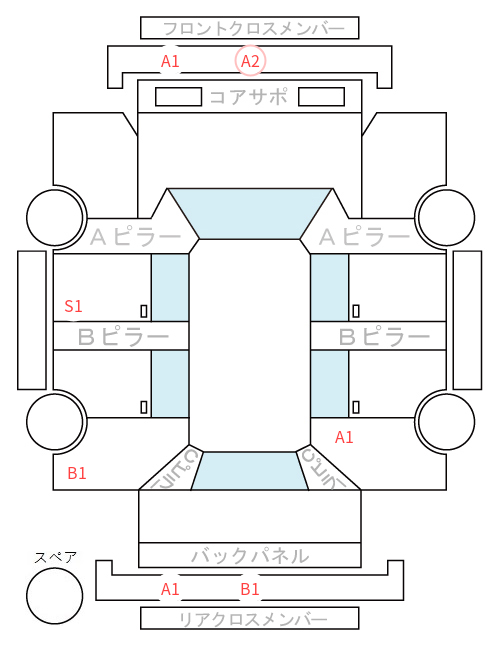 Body condition diagram (damage marks, Japanese labels)