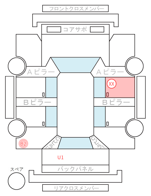 Body condition diagram (damage marks, Japanese labels)