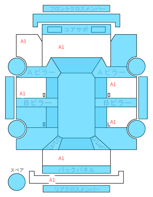 Body condition diagram (damage marks, Japanese labels)