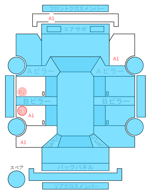 Body condition diagram (damage marks, Japanese labels)