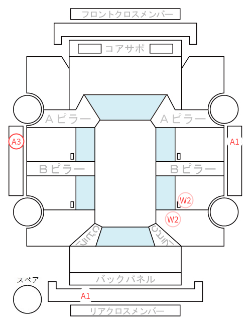 Body condition diagram (damage marks, Japanese labels)