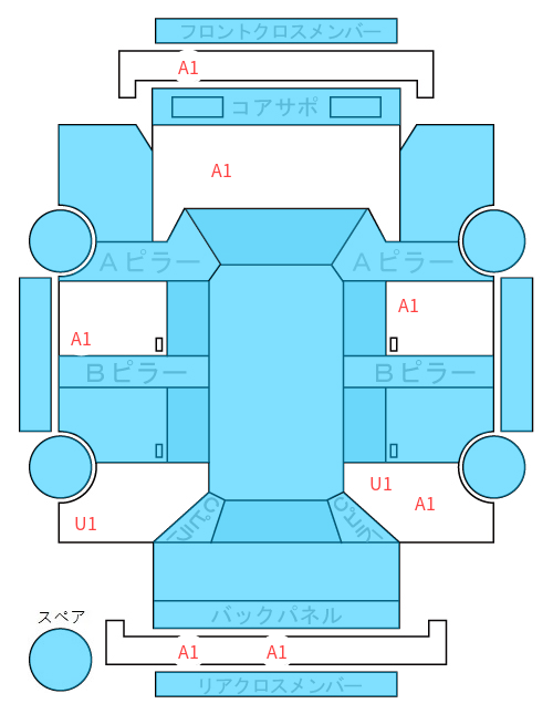 Body condition diagram (damage marks, Japanese labels)