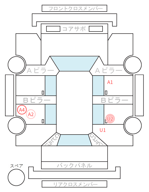 Body condition diagram (damage marks, Japanese labels)
