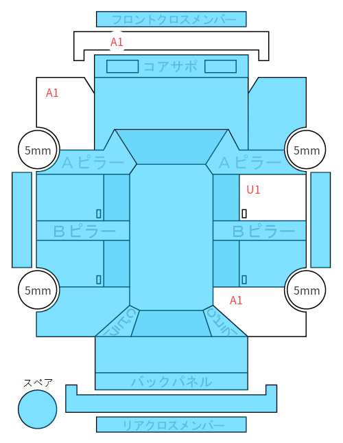 Body condition diagram (damage marks, Japanese labels)
