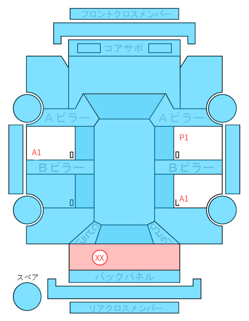 Body condition diagram (damage marks, Japanese labels)