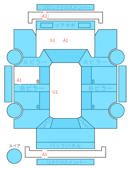 Body condition diagram (damage marks, Japanese labels)