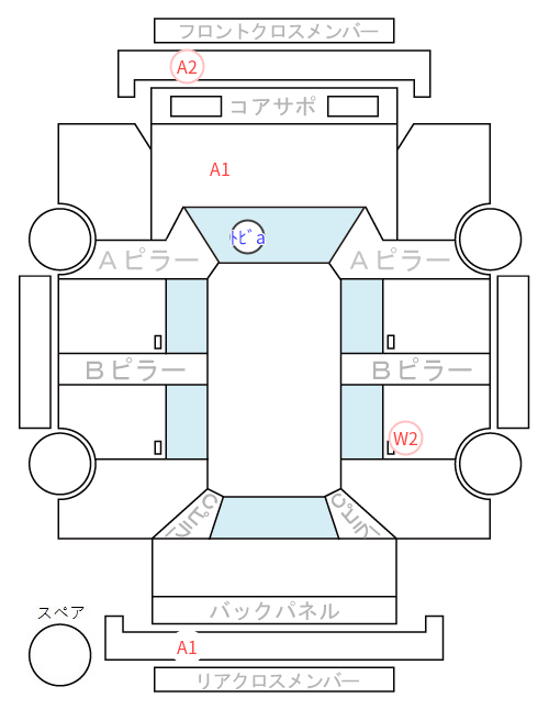 Body condition diagram (damage marks, Japanese labels)