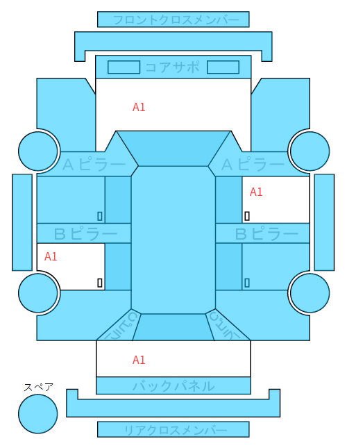 Body condition diagram (damage marks, Japanese labels)