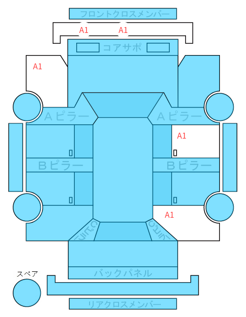 Body condition diagram (damage marks, Japanese labels)